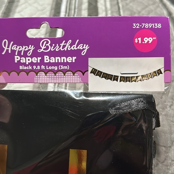 “HAPPY BIRTHDAY” Paper Banner - Black and Gold Birthday Banner - Picture 3 of 3